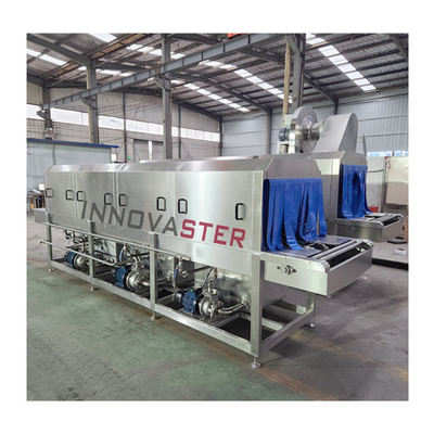 Industriële wasmachine voor de continue reiniging van polypropyleen/roestvrijstalen containers
