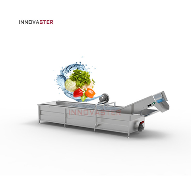 Zilveren automatische industriële luchtbelwasser voor groenten en fruit