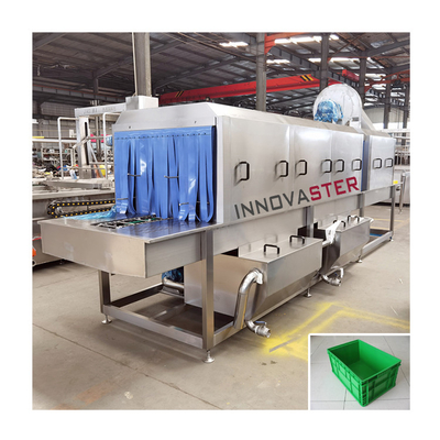 380/480V roestvrij staal doos wasmachine automatische tunnel groente mand wasmachine voor plastic bak