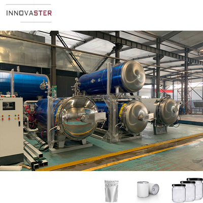 Wateronderdompeling Retort Machine voor zak vlees kippenvoedsel sterilisatie 1100 * 1200 * 1500MM Grootte