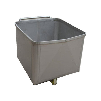 Stil rubberen wiel draaiende stijl roestvrij staal vlees dump buggy voor de vleesverwerking
