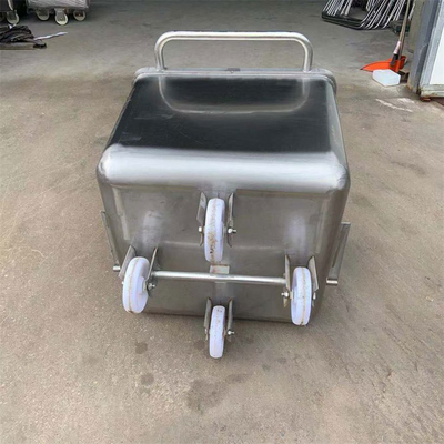 Stil rubberen wiel draaiende stijl roestvrij staal vlees dump buggy voor de vleesverwerking