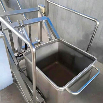 Stil rubberen wiel draaiende stijl roestvrij staal vlees dump buggy voor de vleesverwerking